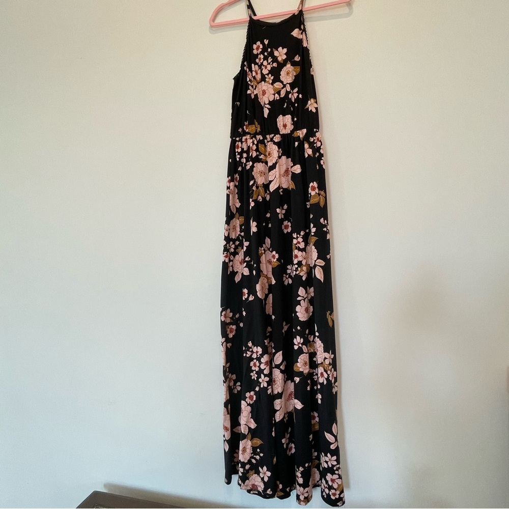 French Grey Zoe Floral Maxi Black - S